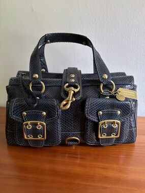 Coach Limited Legacy Exotic Mandy Satchel in Midnight Blue Python Leather #10368